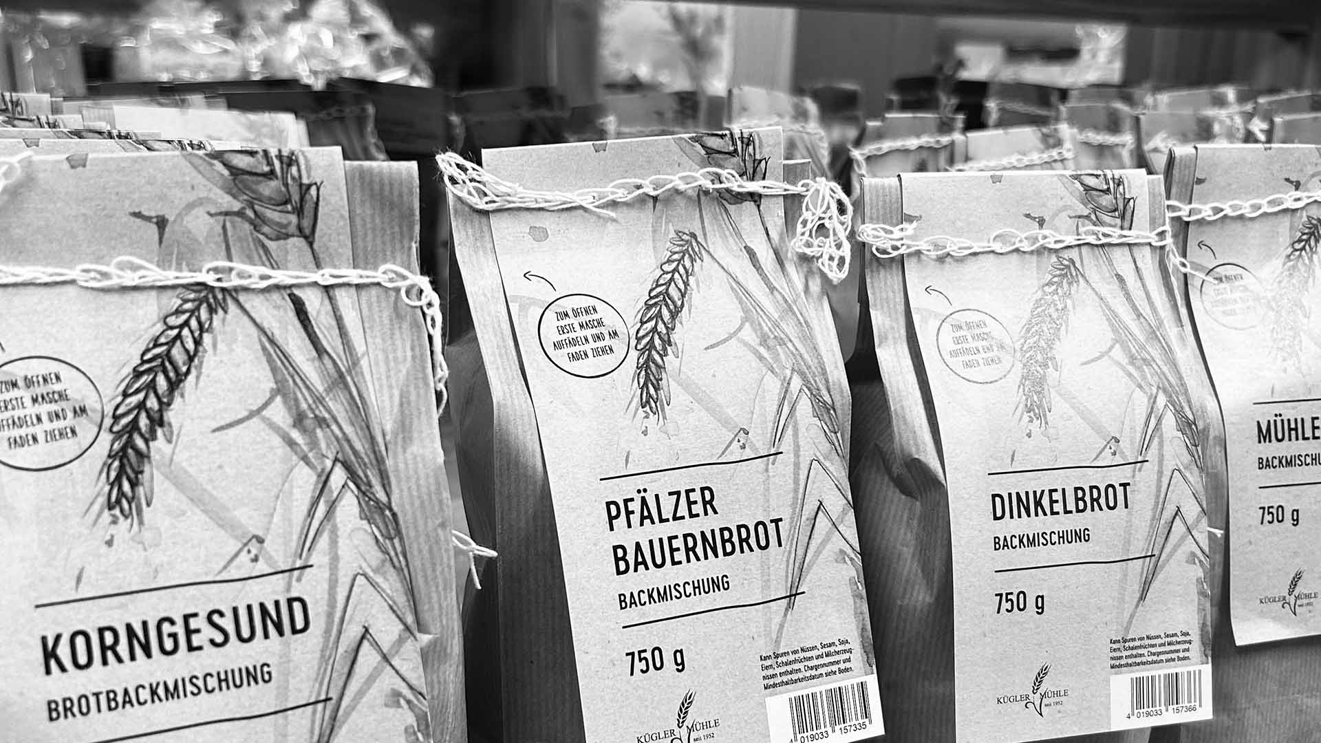 Foto von Backmischungen aus dem Mühlenladen der Kügler-Mühle